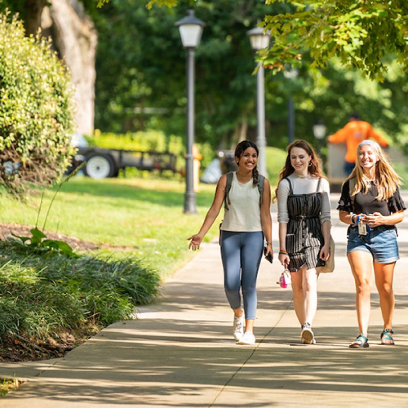 students walking campus