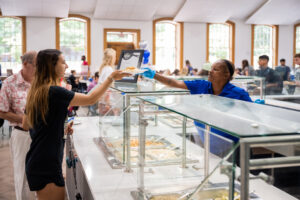 student being served in the newly renovated Sherman Dining Hall
