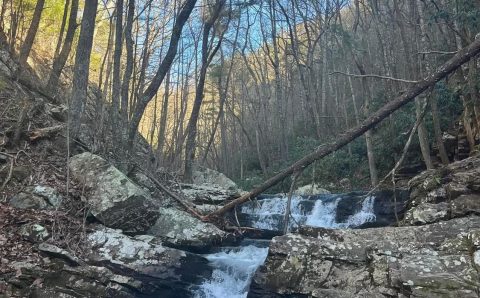 outdoor club goes hiking in mountains of Cherokee Forest