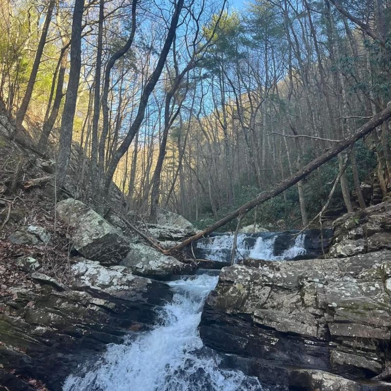 outdoor club goes hiking in mountains of Cherokee Forest