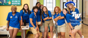 Orientation Leaders with Tennessee Wesleyan graphic